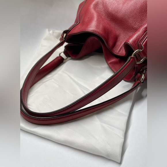 Coach Edie Pebbled Leather (33547) Shoulder Bag in Red with Dust Bag - Picture 8 of 16